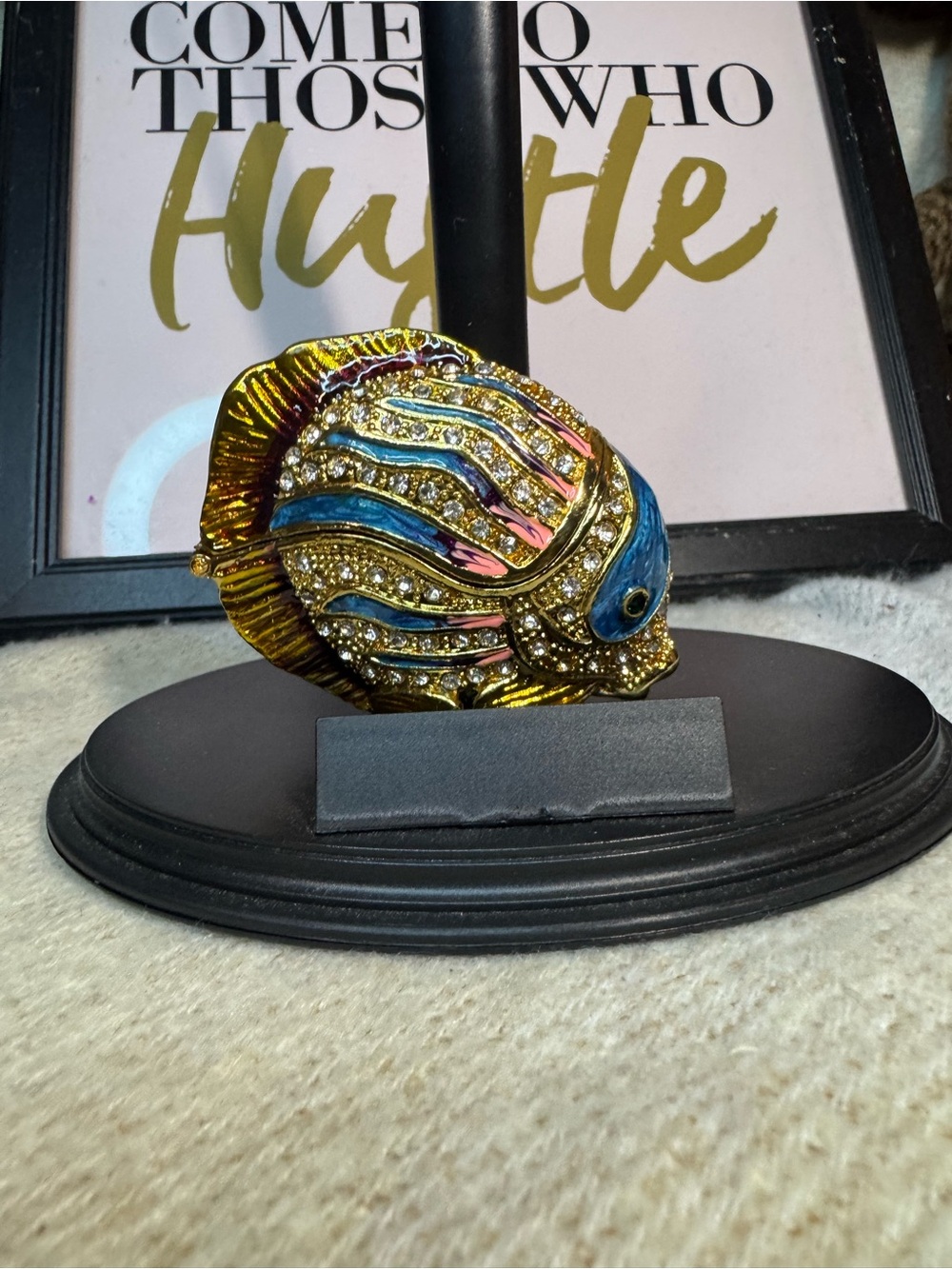 Jeweled Gold and Blue Enamel Fish Accent Figurine